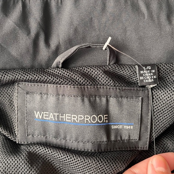 NWT Weatherproof Men’s Two-Way Stretch Rain Jacket L Black - Picture 5 of 14